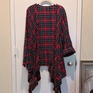 Torrid Red and Black Plaid Open Front Cardigan